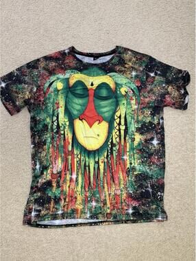 Electro Threads Small Unisex Rasta Rafiki Giant Print Black T-Shirt Tunic